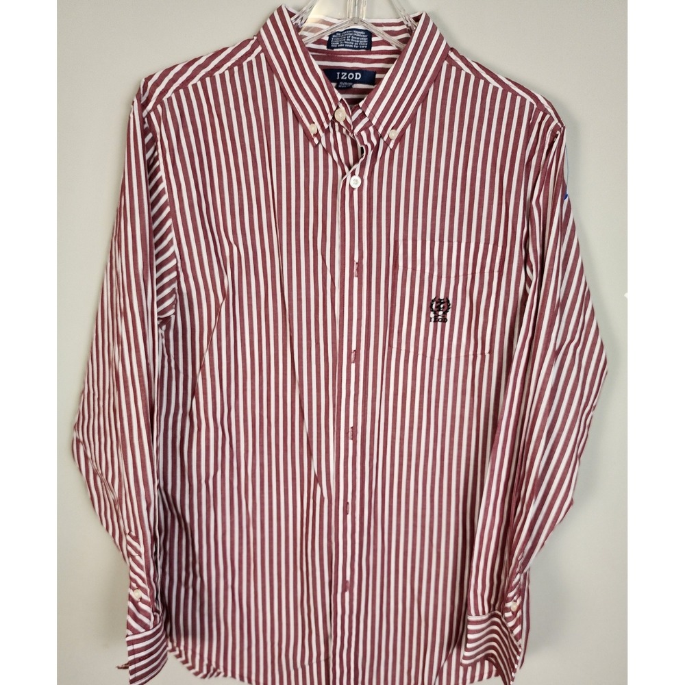 IZOD‎ Womens 18/20 Red White Strip Collared Button Down Shirt Classic Layering